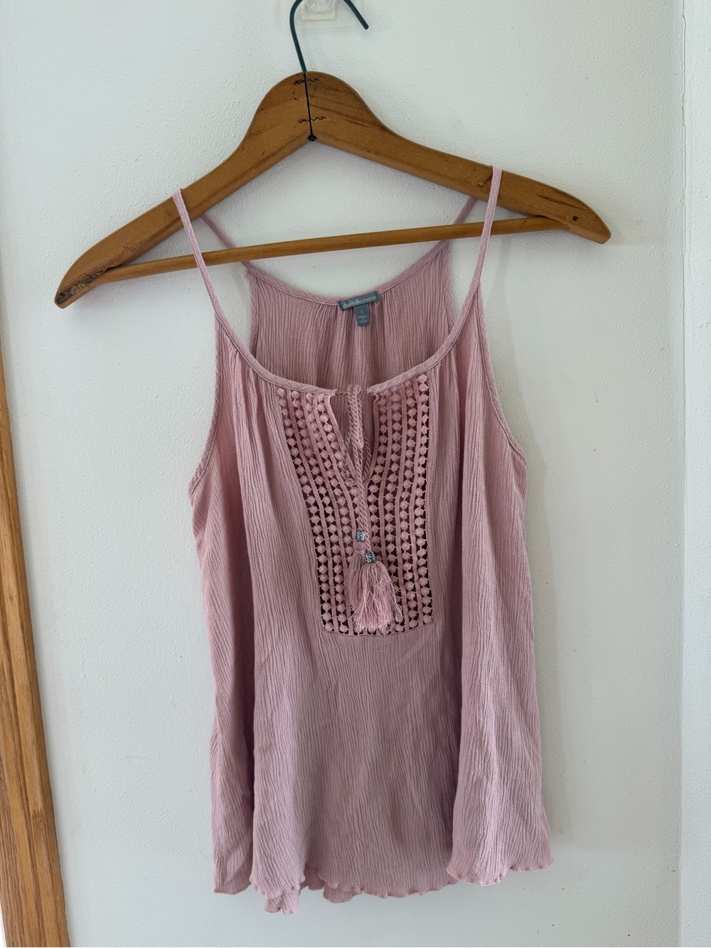 Charlotte Russe Dusty Pink Crochet-Front Camisole